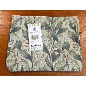 NWT PORTUGAL LUZOH COLLECTIVE LINED POUCH/BAG LILY OF THE VALLEY PRINT 10"X8"